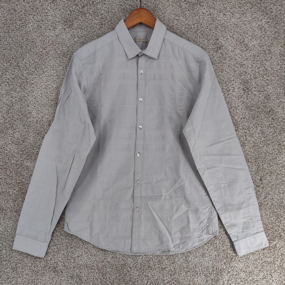 Burberry Brit Shirt Mens Medium Light Blue Nova Check Long Sleeve Button Up